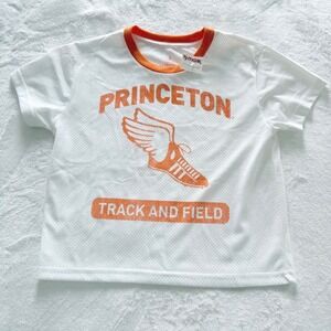 Princeton Track and Field White Mesh Athletic Jersey Ringer Tee Small NEW
